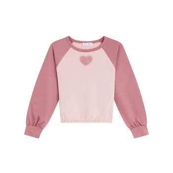 Beautees Girls' Color block Chenille Embroidery French Terry Sweatshirt