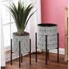 LuxenHome Set of 2 Black and White Metal Cachepot Planters with Black Metal Stands Multicolored - 3 of 4