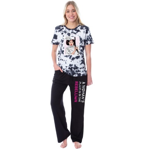 Women's Short Sleeve Notch Collar Top And Pants Pajama Set - Stars Above™  Black Xl : Target