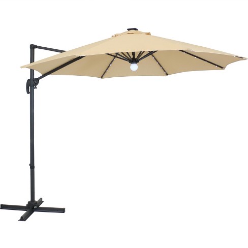Offset Solar Led Lighted Patio Umbrella Beige Sunnydaze Decor Target