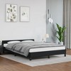vidaXL Queen Size Bed Frame with Headboard - Modern Double Bed - Durable Faux Leather - Black - 2 of 4