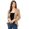 Women's Open Front Waterfall Collar Blazer - 3/4 Sleeve Asymmetric Hem Crop Jacket - 2 of 4