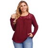 Garvee Women Pleated Flowy Top 3/4 Roll Sleeve Casual Loose Blouse Round Neck Tunic Shirt Long Sleeve - 2 of 4