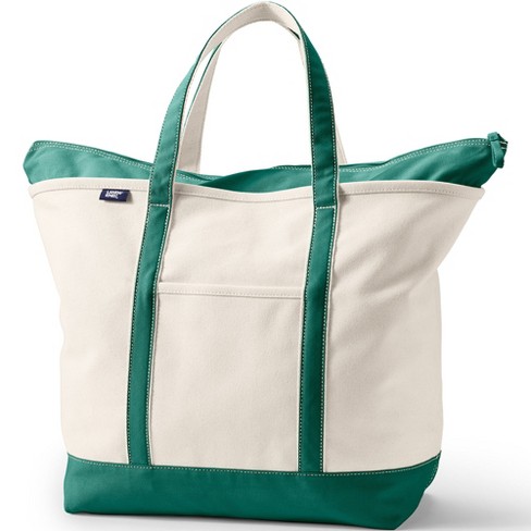 Lands' End Extra Large Natural 5 Pocket Zip Top Canvas Tote Bag ...