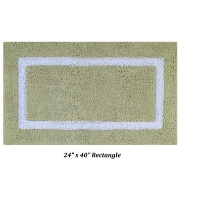 Sage and White Cotton Reversible Bath Rug, 24" x 40"