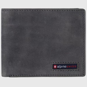 Alpine Swiss Mens Nolan Bifold Commuter Wallet Cowhide Leather RFID Safe Comes in a Gift Box - 1 of 4