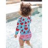 RuffleButts Baby Girls UPF50+ Sun Protected Gingham Long Sleeve One Piece Rash Guard - Watermelon Gingham, 0-3m - 4 of 4