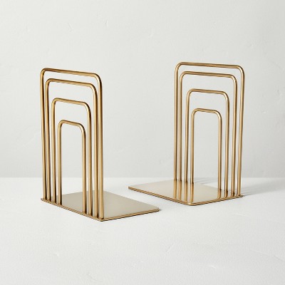 Stepped Brass Metal Bookends