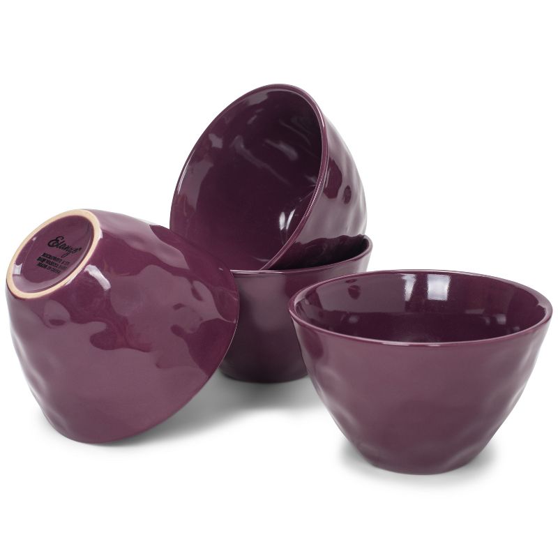 Elanze Designs Dimpled Ceramic 5.5 inch Contemporary Serving Bowls Set of 4, Purple, 4 of 7