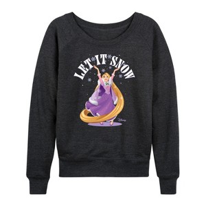Women's - Disney - Let It Snow Gifts Lightweight French Terry Wide Neck Long Sleeve Shirt - 1 of 4