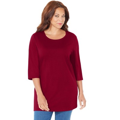 Catherines Women's Plus Size Easy Fit 3/4-Sleeve Scoopneck Tunic