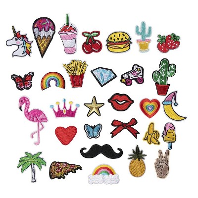 Patches - 30-Piece Assorted Applique Patches, Iron on or Sew on Patches, DIY Embroidered Patches, for Hats, Jackets, Shirts, Vests and Jeans Design