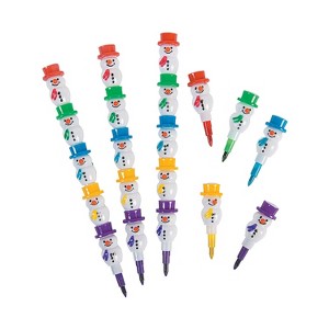 Fun Express 5 1/2" 5-Color Stackable Plastic Snowman Crayons - 12 Pc. - 1 of 1