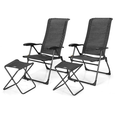 Tangkula 4 Pcs Outdoor Wicker Chaise Lounge Patio Lounge Chair Ottoman