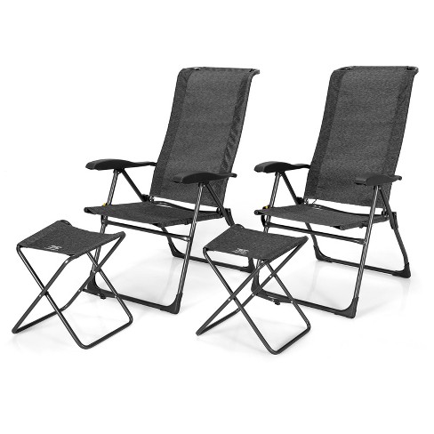 Tangkula 4 Pcs Outdoor Wicker Chaise Lounge Patio Lounge Chair Ottoman ...