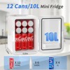 YASHE 10L Mini Fridge – Skincare & Drink Cooler/Warmer, Thermoelectric, 110V/12V, Compact for Bedroom, Office, Car, 12 Cans, White - 2 of 4