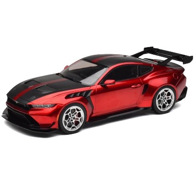 2025 Ford Mustang GTD Dark Red Metallic with Carbon Stripes "Limited Edition" Series 1/18  Diecast Model Car by IXO Models