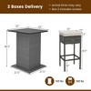 Resenkos 5 Pieces Outdoor Wicker Bar Table Set with Hidden Storage Shelves-White Beige - 3 of 4