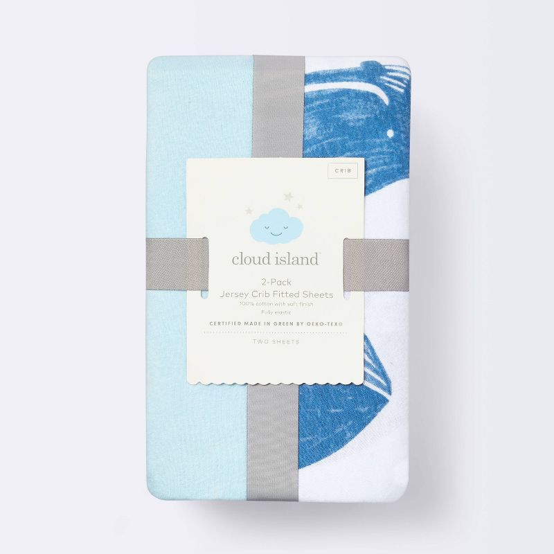 Fitted Jersey Crib Sheet Whales - Solid Blue - 2pk - Cloud Island&#8482;, 5 of 6