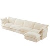 NicBex Couches for Living Room L-Shaped 4 Seat Sectional Comfy Sofa Modern Corduroy Upholstered Slipcovered Sofa Couch with Convertible Ottoman, Cream - 3 of 4