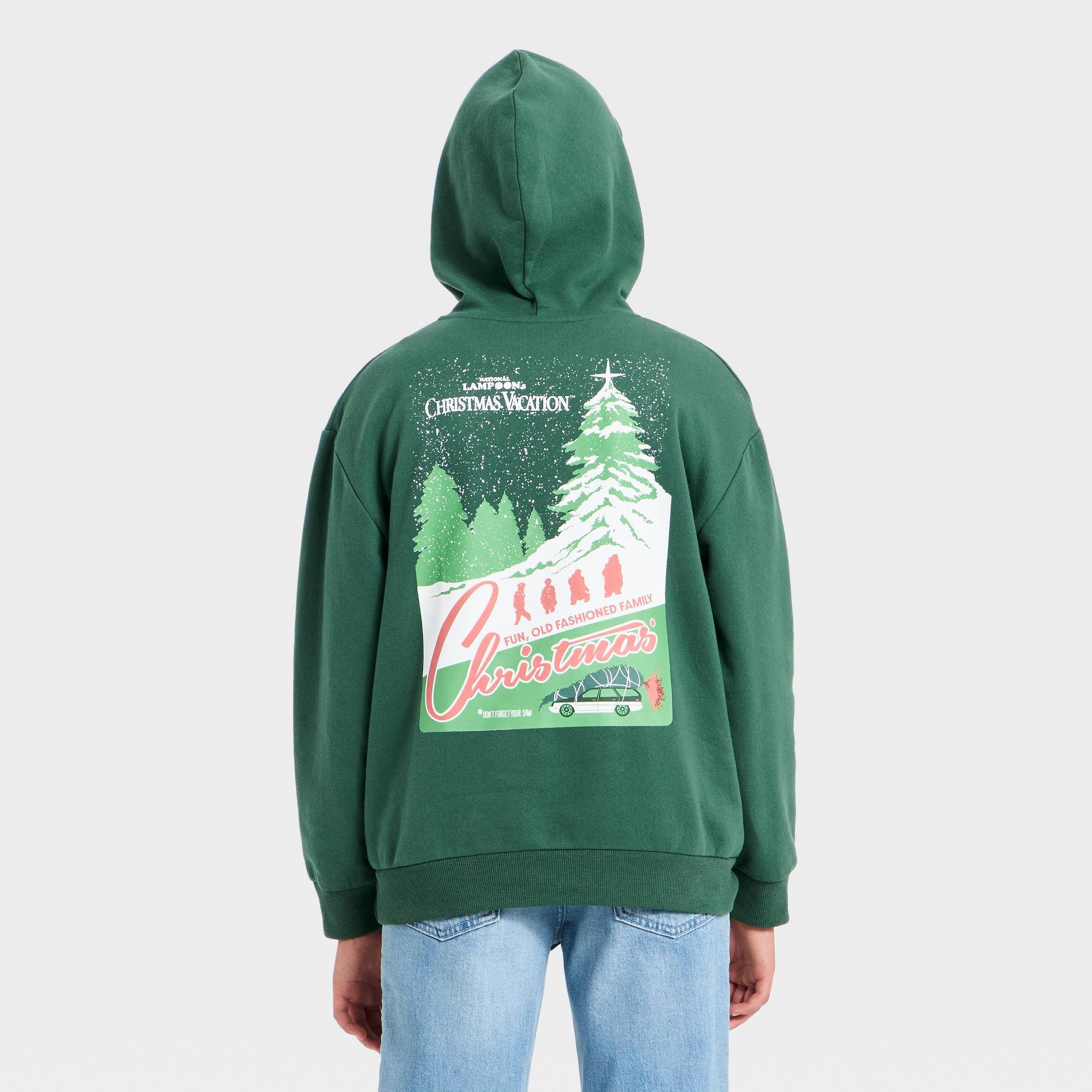 Boys' National Lampoon Christmas Vacation Oversized Hooded Fleece Sweatshirt - Green