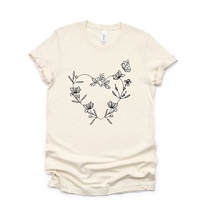 Simply Sage Market Women's Butterfly and Floral Heart Short Sleeve Graphic Tee - 1 of 4