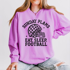 Sunday Plans: Eat. Sleep. Football - Women's Lightweight Garment Dyed Sweatshirt - 1 of 3