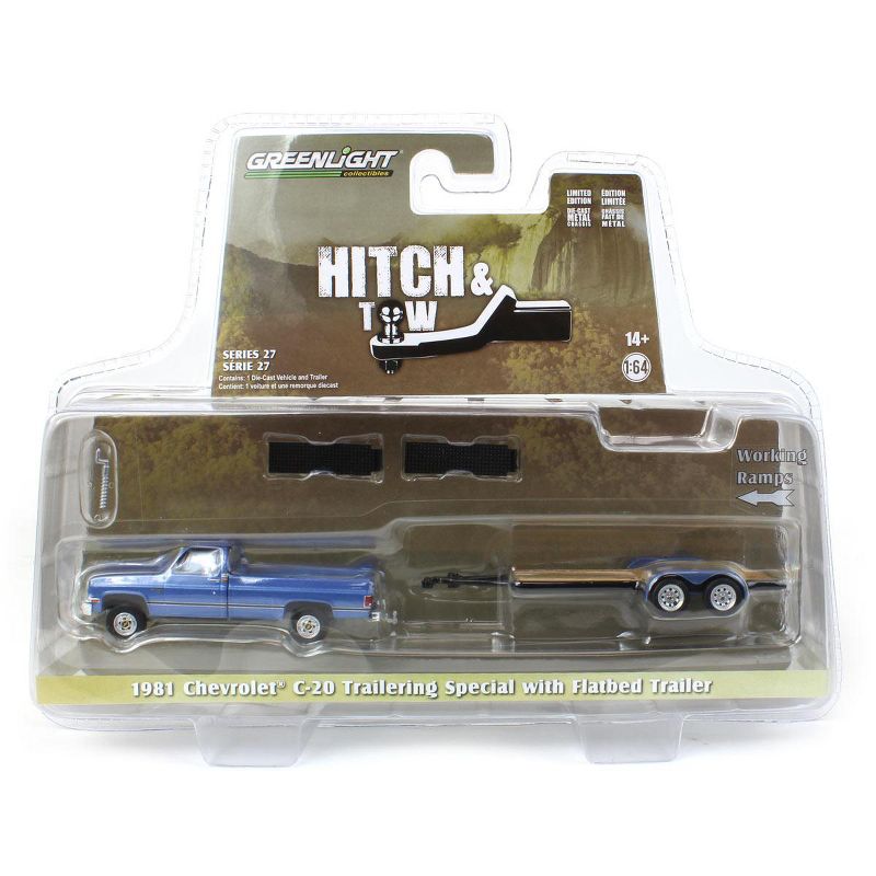 Greenlight Collectibles 1/64 1981 Chevrolet C-20 Trailering Special with Flatbed Trailer, Hitch & Tow Series 27, 32270-B, 5 of 6