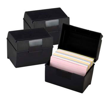 Oxford Plastic Index Boxes, 4 x 6, 400 Card Capacity, Black, Pack of 3