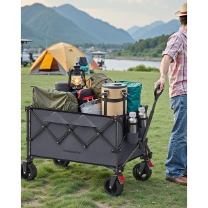 40-Gallon Heavy-Duty Foldable Utility Wagon with Removable Wheels, 330 lb Capacity, Compact Storage for Outdoor Use - 1 of 4