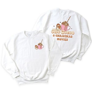 Simply Sage Market Women's Graphic Sweatshirt Hot Cocoa and Christmas Movies Front and Back - 1 of 4