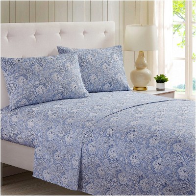 Twin Paisley Blue Microfiber Deep Pocket Sheet Set