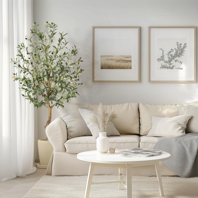 Faux Olive Tree Artificial Indoor, 4/5/6/7ft Tall Fake Olive Tree with Moss