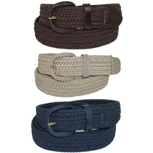 CTM Men's Elastic Braided Stretch Belt (Pack of 3 Colors) - 1 of 3