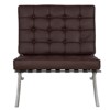 LeisureMod Bellefonte Pavilion Chair - Stainless Steel Frame Accent Chair, Italian Leather Cushions for Living Rooms, Offices, and Lounges - 2 of 4