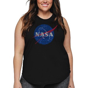 LA Pop Art Women's Word Art Tank Top - NASA's Most Notable Missions - 1 of 4