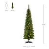 6' Tall Pre-Lit Slim Noble Fir Artificial Pencil Christmas Tree with 200 Warm White LED Lights and 390 Tips, for Christmas Decoration - 3 of 4