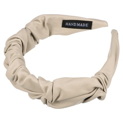 Unique Bargains Women's PU Leather Pleated Fashion Hairband Non Slip 1 Pc