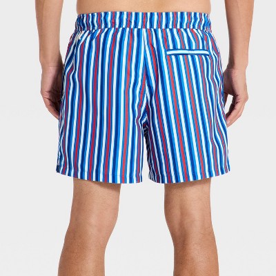 Мужские брюки Goodfellow & Co Men's 5" Striped Swim Trunks - Goodfellow & Co™ Red/White/Blue L — фото 2
