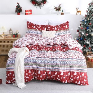 Christmas Duvet Cover Set Extra Soft Holiday Xmas Bedding with 2 Pillow Shams, Comfy, Snug & Cozy Breathable Bed Set - 1 of 4