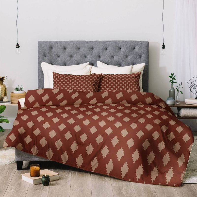 Queen/Full Holli Zollinger Taos Tile Marsala Geometric Comforter Set Red - Deny Designs, 3 of 8
