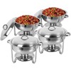 Chafing Dish Buffet Set, Stainless Steel Round Chafing Dishes with Glass Lid and Lid Holder - 2 of 4