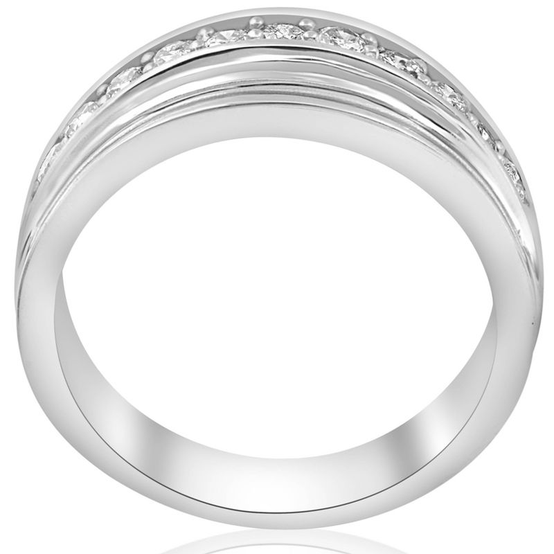 Pompeii3 1/2 Carat Mens Diamond Wedding Ring 10K White Gold, 5 of 7