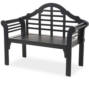 Plow & Hearth Lutyens Wood Garden Bench, in Black - 1 of 2