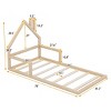 1 Twin Floor Bed Frame, Solid Wood House-Shaped Headboard for Kids or Teens Bedroom, No Box Spring Needed - Baofuwish - 4 of 4