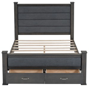 YOOCOZZ Queen Size Platform Bed with Linen Headboard and Footboard, Two Storage Drawers - 1 of 4