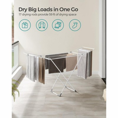 SONGMICS Clothes Drying Rack Metal Laundry Drying Rack Foldable Space ...