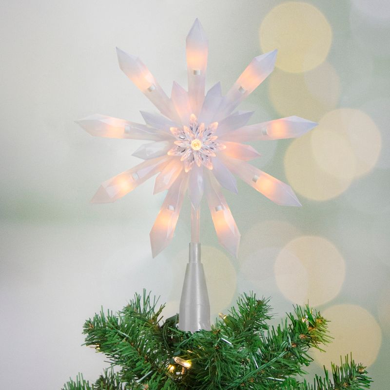 Northlight 9-Inch Lighted White Snowflake Christmas Tree Topper - Clear Lights, 2 of 5