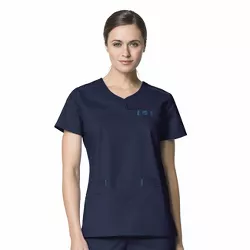 WonderWink Womens Regular Fit Short Sleeve Henley Henley Shirt - Blue Large