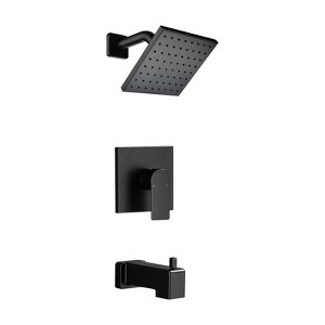 Cobbe Matte Black Rain Shower Faucet with 6-Inch Square Shower Head and Bathtub Faucet Wall-Mounted Shower and Bathtub Faucet Set Include Valve - 1 of 4